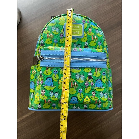 NWT Loungefly Disney Pixar It’s A Bugs Life Mini Faux Leather Green Backpack - Picture 10 of 11